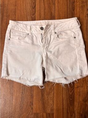 American Eagle Outfitters White Denim Frayed Cutoff Shorts